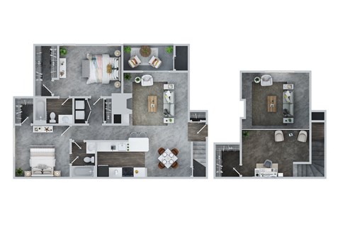 Floor plan for 2 beds, 2 baths, 1415 sqft